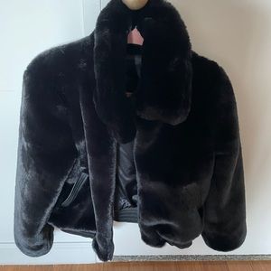 Faux fur moto jacket